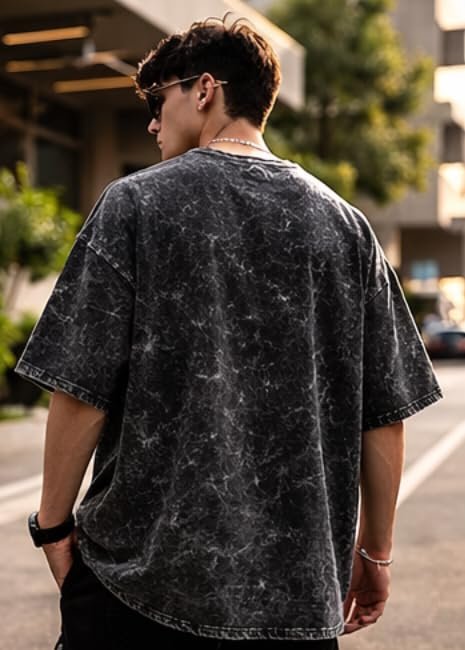 51+uu-TfxcL 100% knitted cotton fabric detail of heavyweight oversized t shirt showing comfort and style