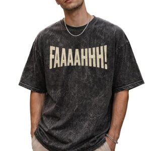 Man wearing black oversized cotton t shirt with drop shoulder fit and dye washed finish, back view street style